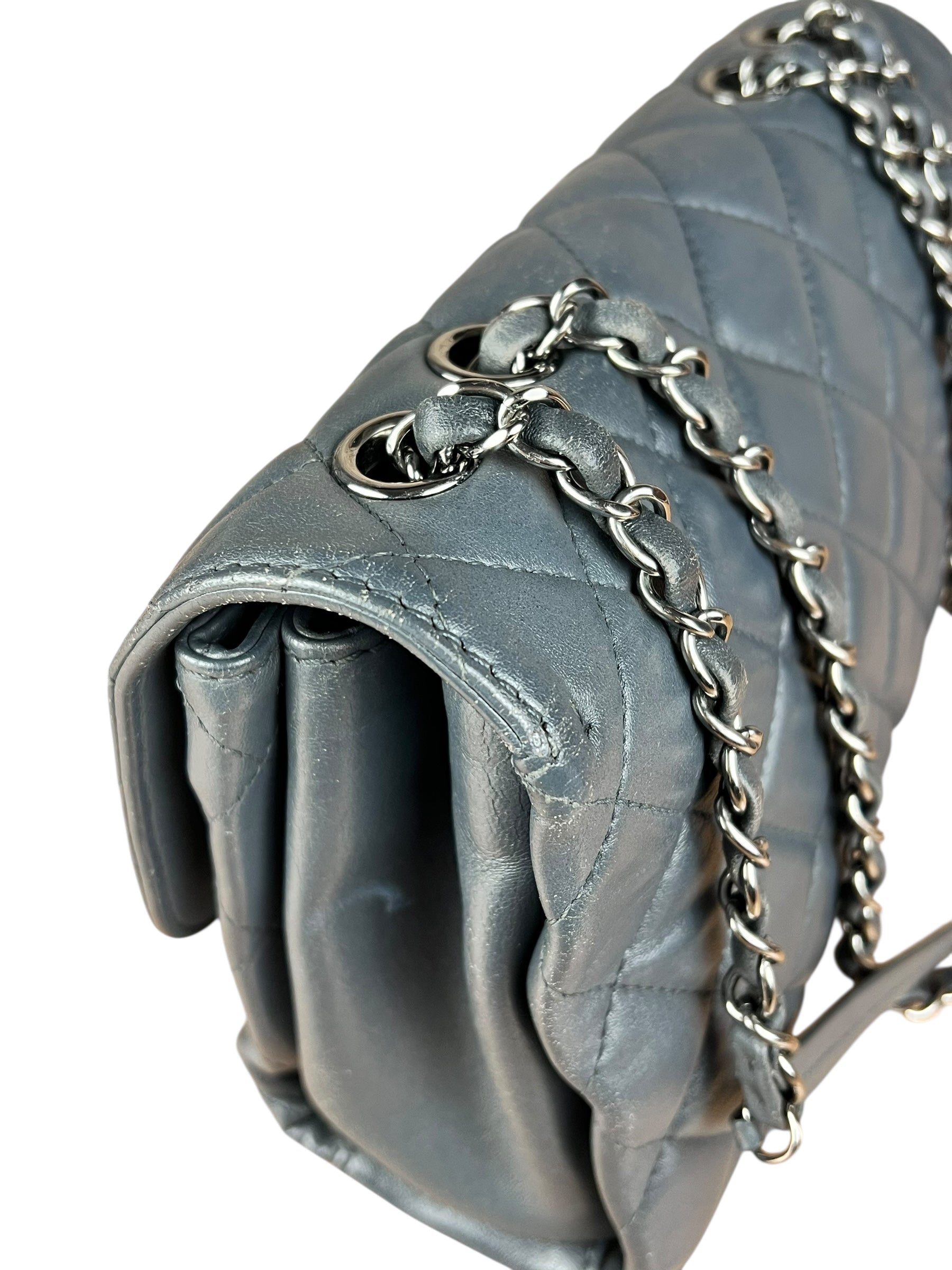 Chanel Dark Grey Quilted Leather Loop Flap Bag 2014
