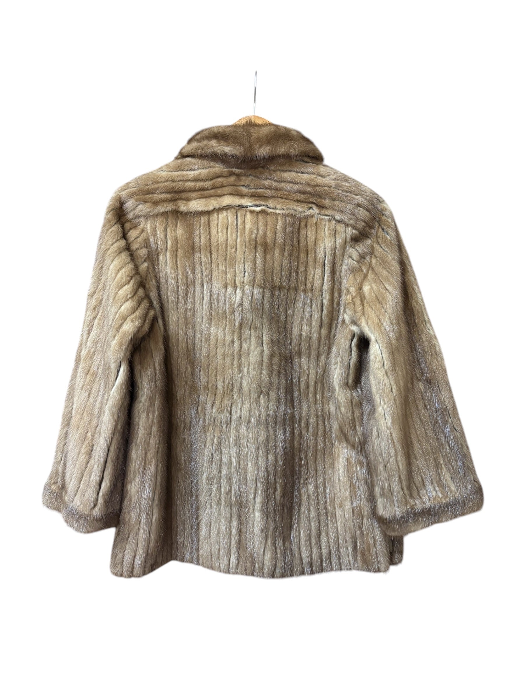 Emba Vintage Brown Leather Trim Mink Fur Coat