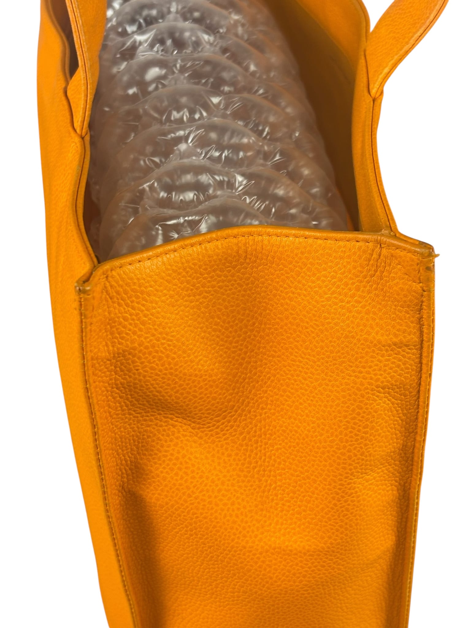 Chanel Vintage Orange Caviar Leather Tote 1989