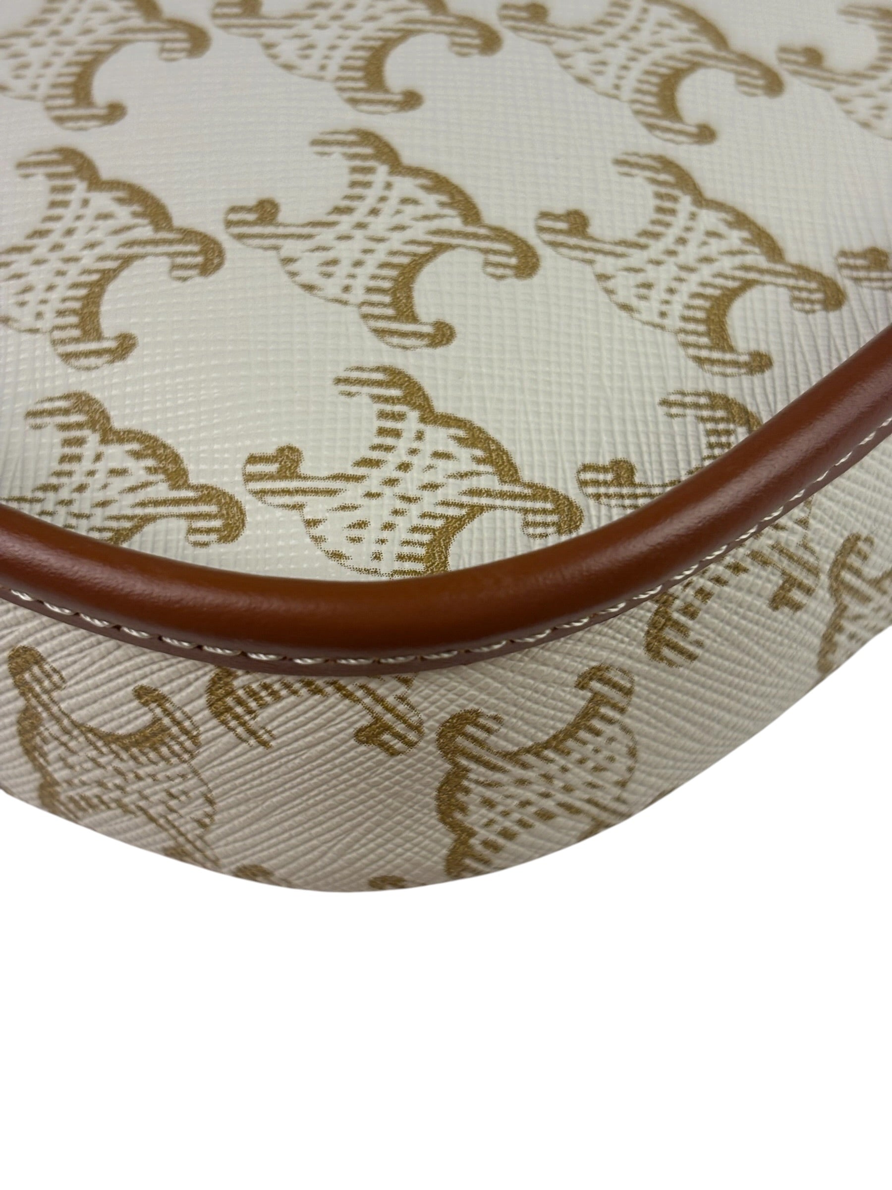 Celine White Leather Macadam Nano Triomphe Besace Shoulder Bag