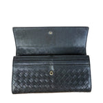 Bottega Veneta Woven Long Wallet Black
