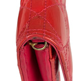 Christian Dior Cannage Red Patent Leather Wallet On Chain