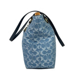 Coach Blue Leather Trim/Denim Signature Station Shoulder Bag