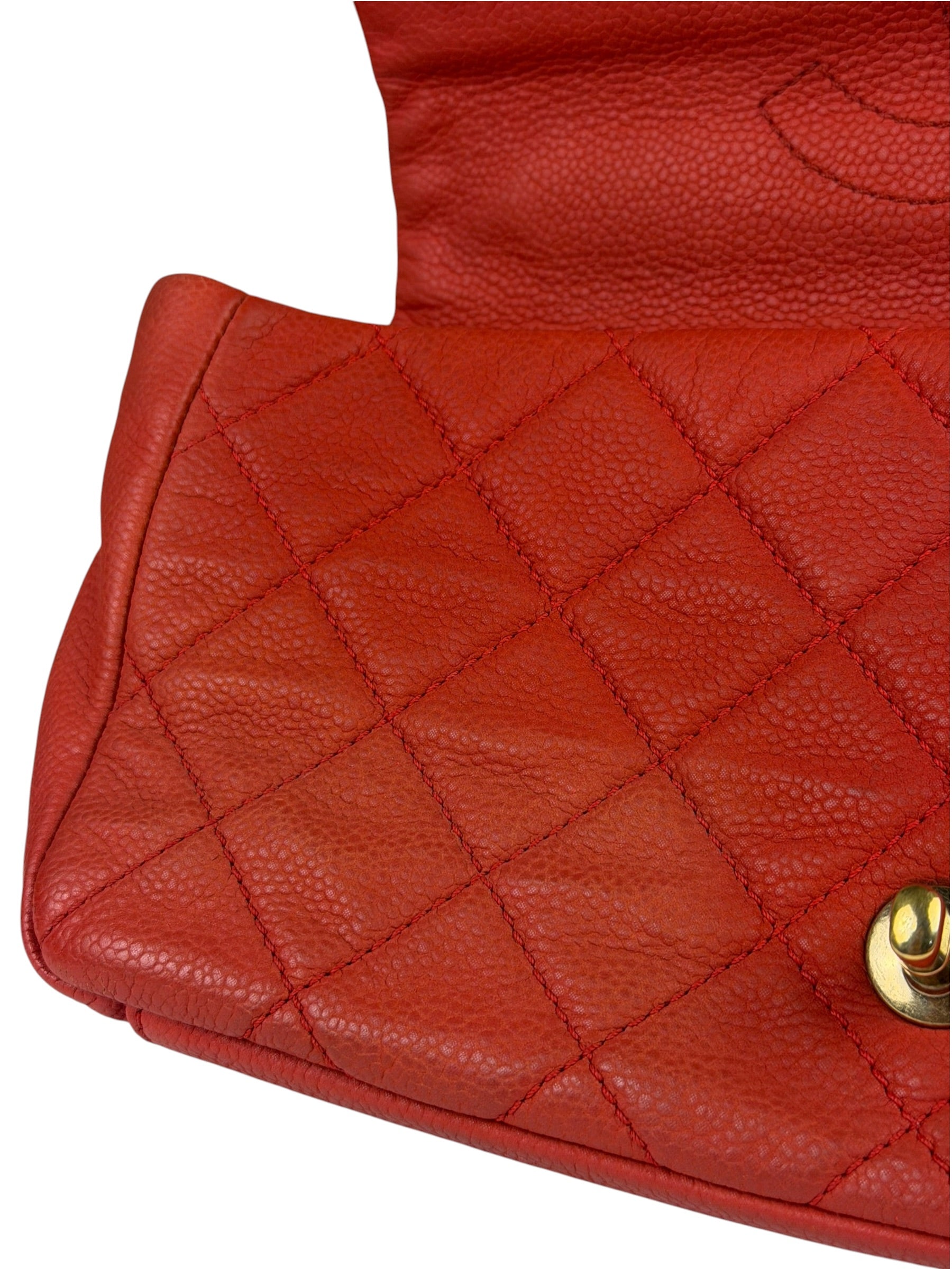 Chanel Red Quilted Caviar Leather Timeless Shoulder Bag 2012