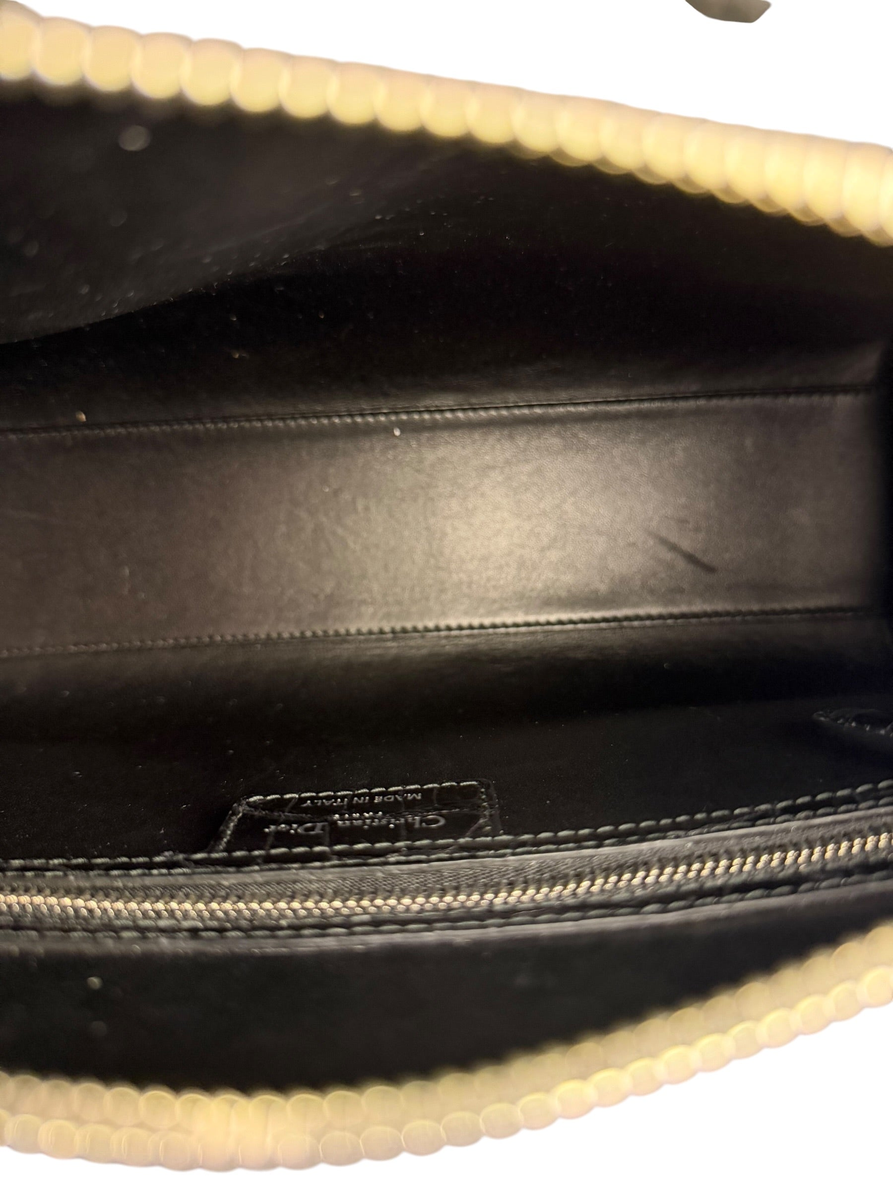 Christian Dior Rare Black/Navy Croc Embossed Lady Dior Handbag