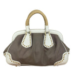 Prada Beige Vitello Trimmed Canapa Bag