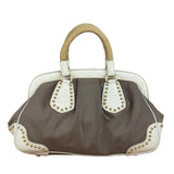 Prada Beige Vitello Trimmed Canapa Bag