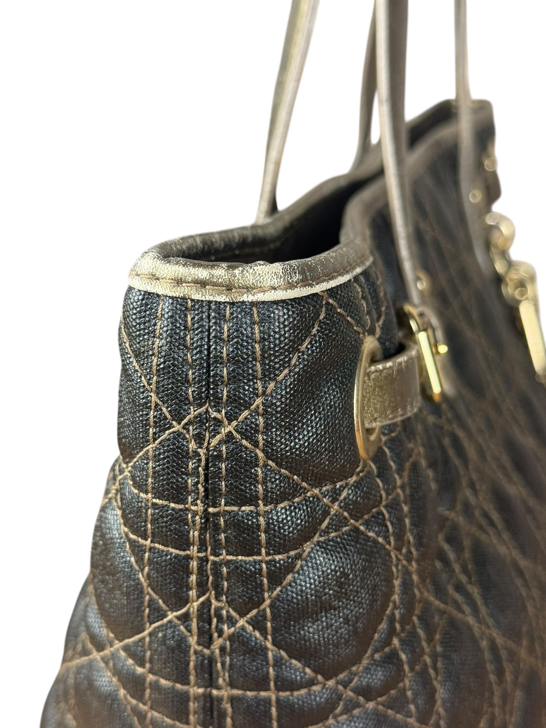 Christian Dior Cannage Quilted Panarea Tote Bag Black