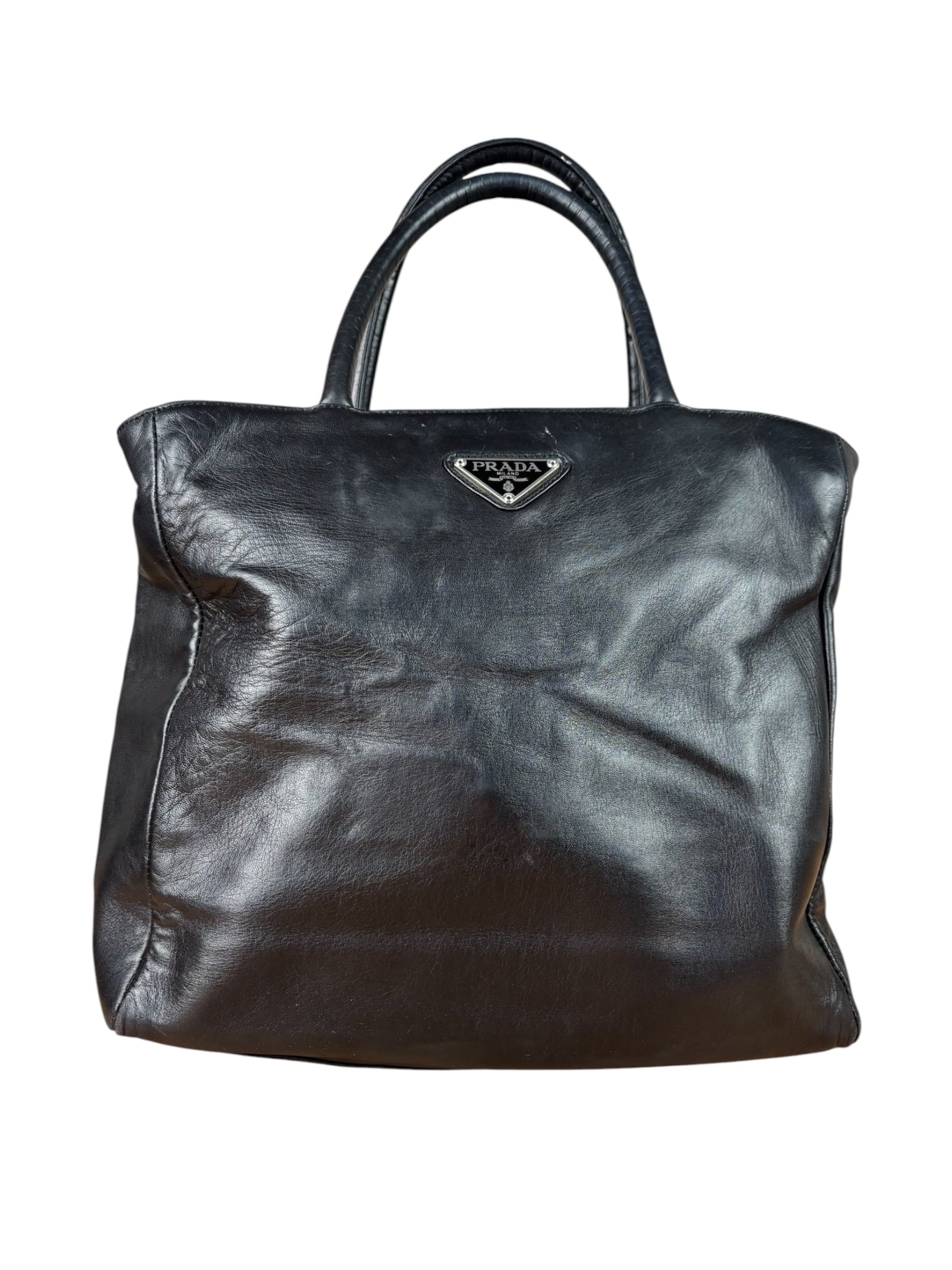 Prada Black Leather Tote Bag