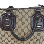 Gucci GG Leather Trim Canvas Techno Boston Handbag