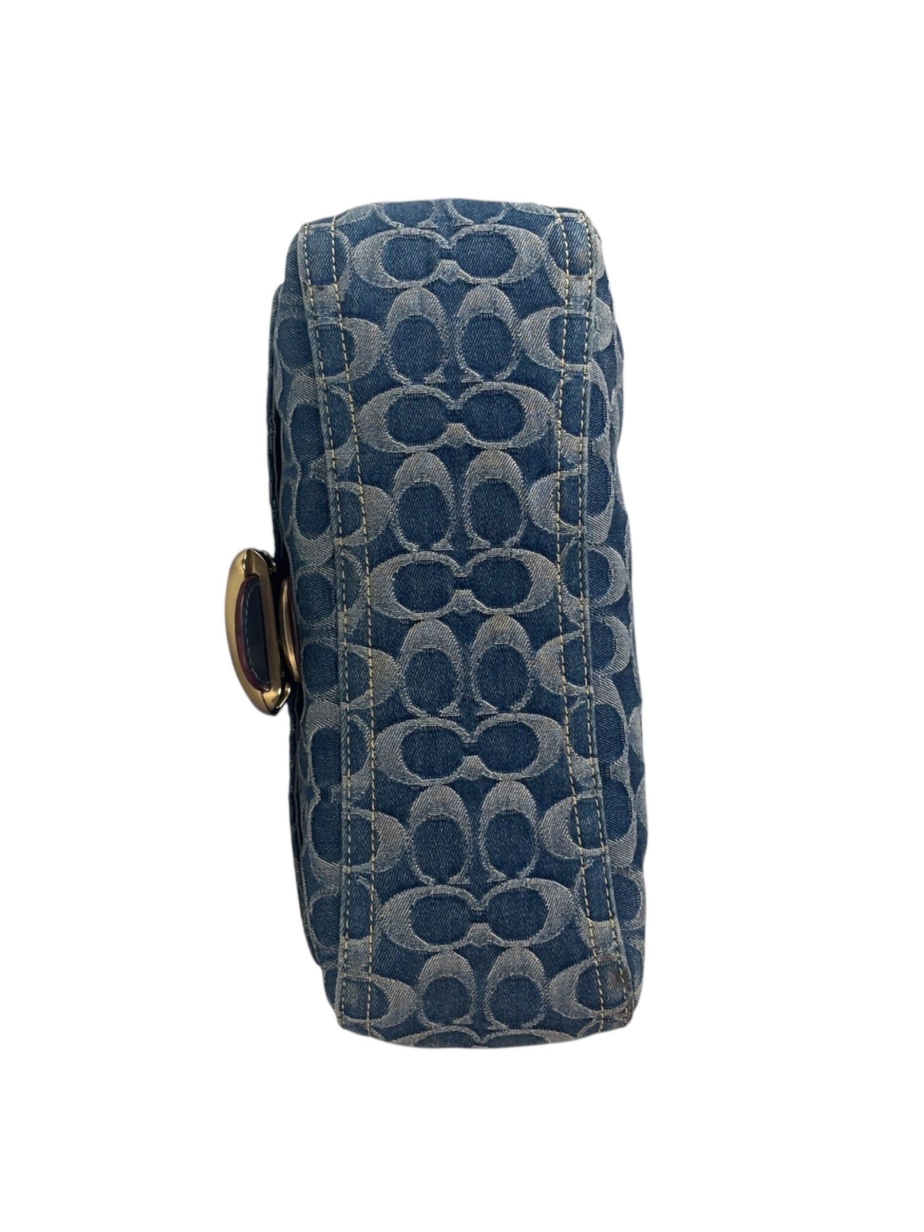 Coach Signature Blue Jacquard Denim Soft Tabby Shoulder Bag