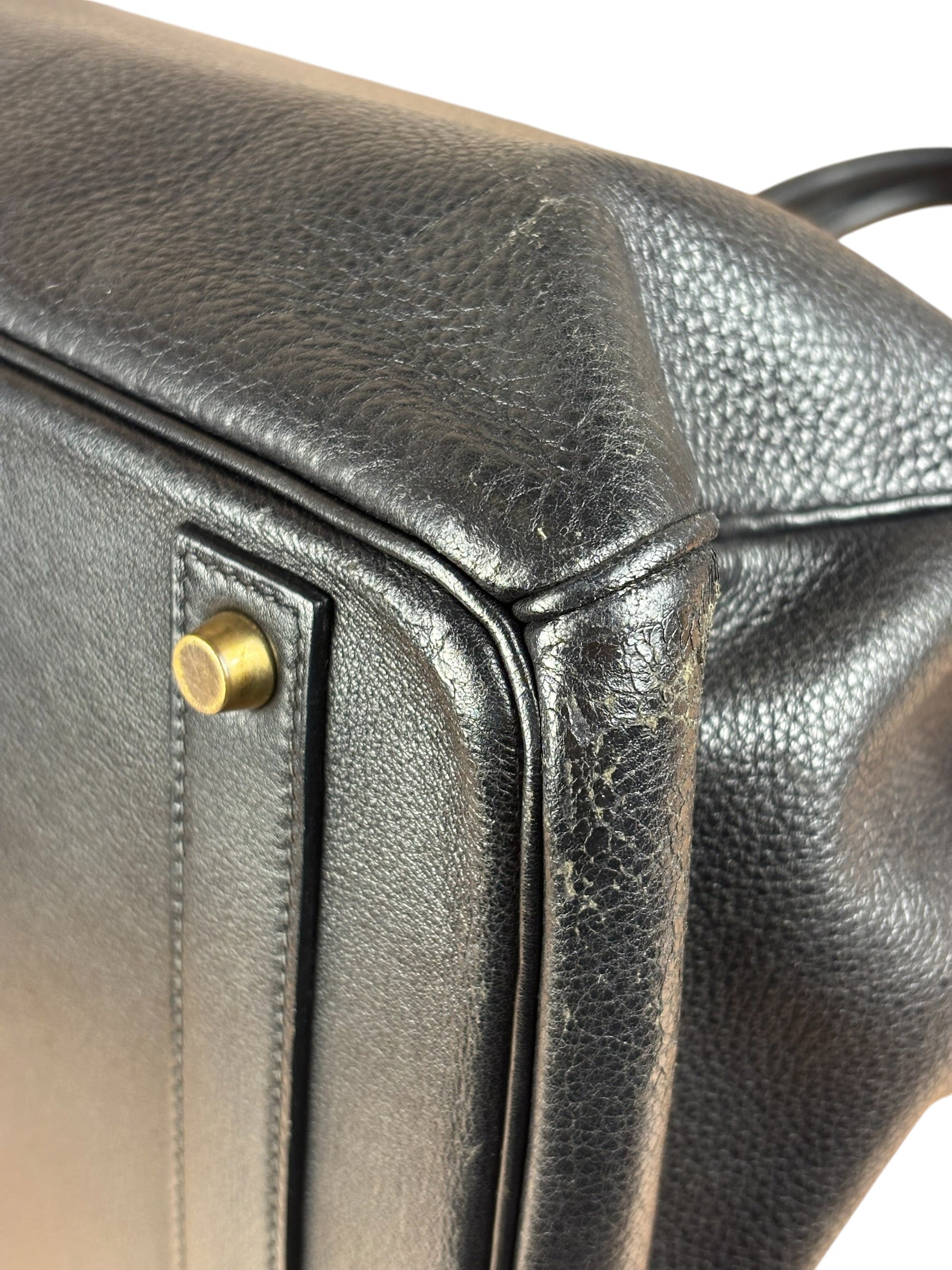 Hermes Black Togo Leather Birkin 40 Handbag Gold 1998