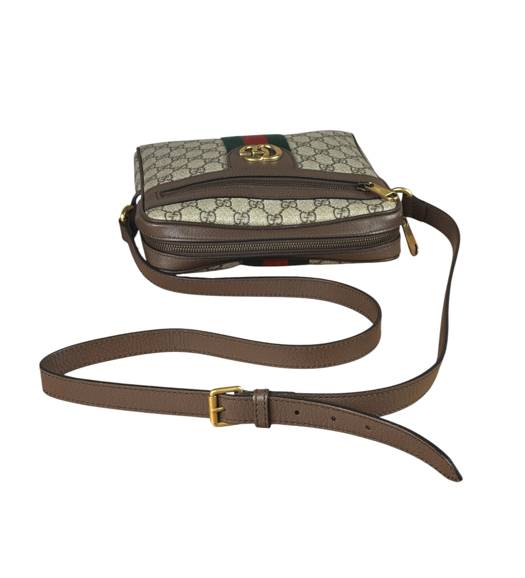 Gucci Beige/Brown GG Supreme Ophidia Messenger Bag