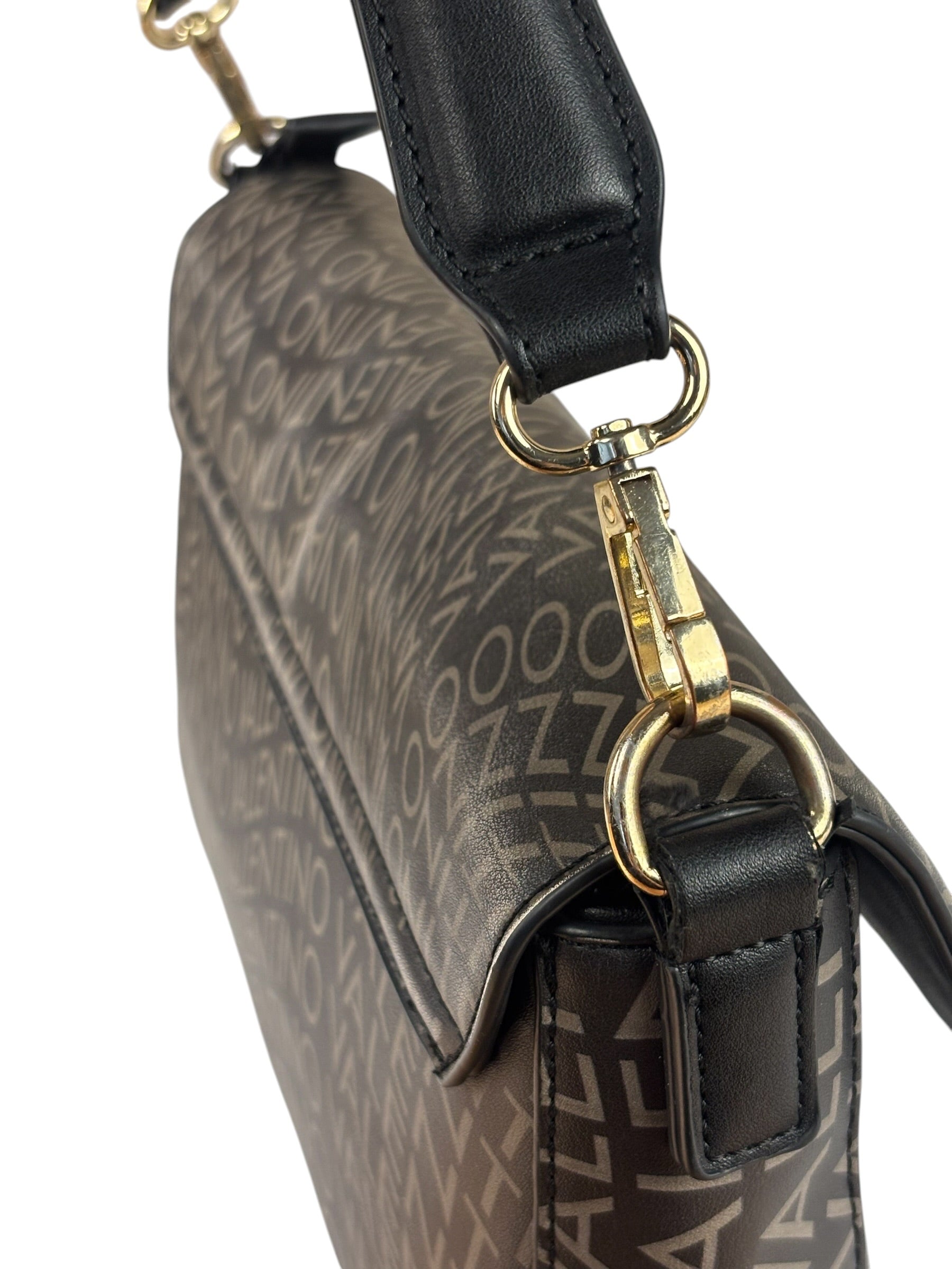 Valentino Black Leather Mario Spa Flap Bag