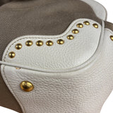 Prada Beige Vitello Trimmed Canapa Bag