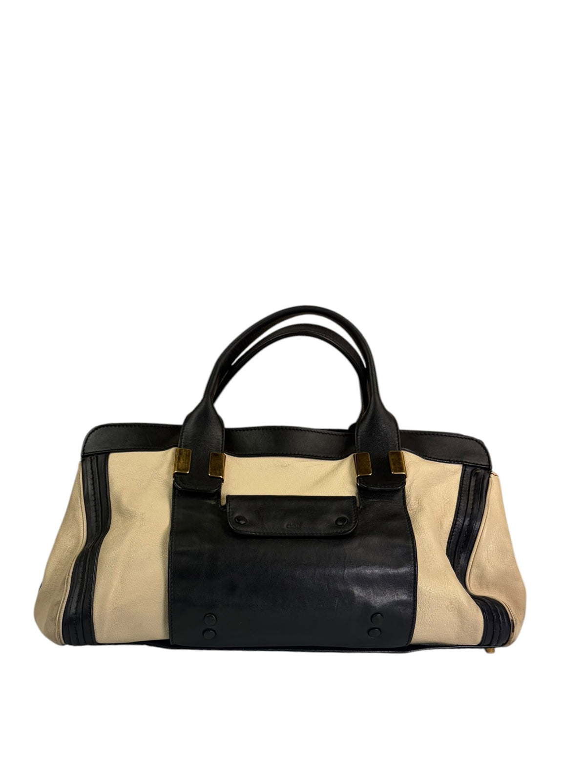 Chloe Black/Cream Leather Alice Top Handle Bag