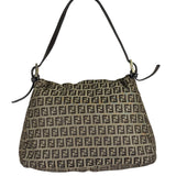 Fendi Brown Leather Trim Zucca Mamma Baguette