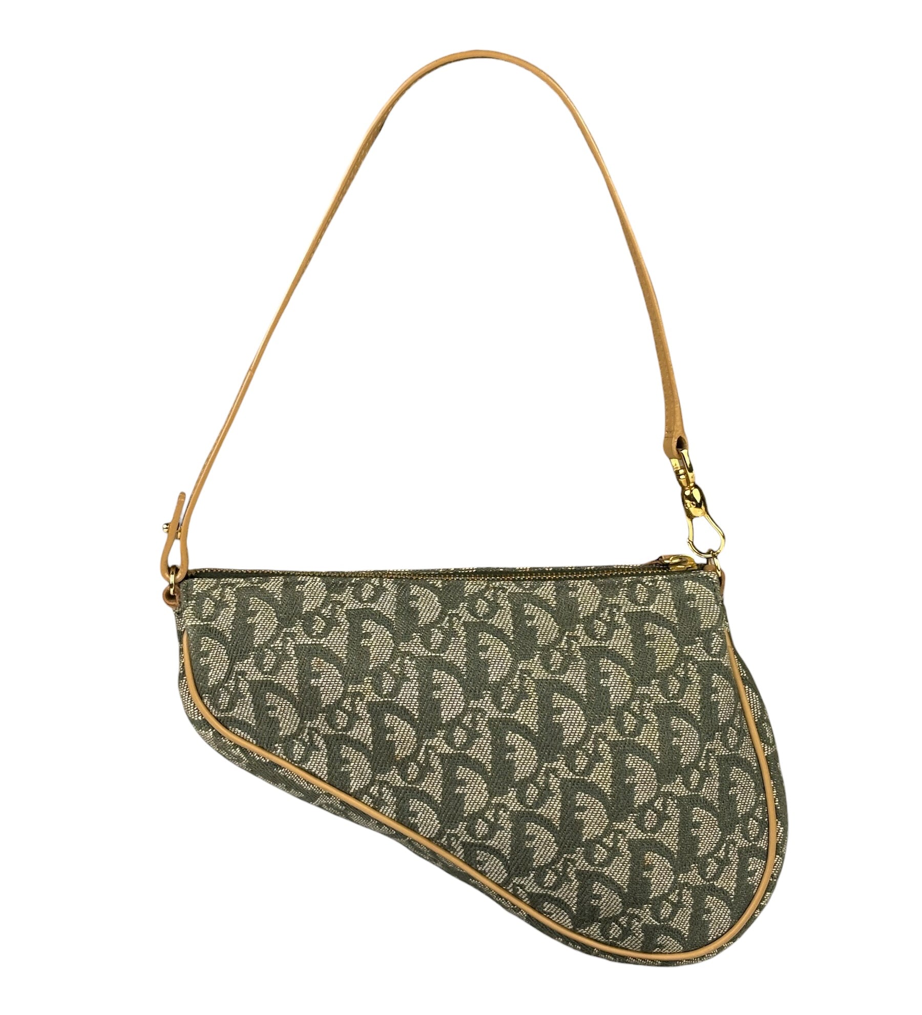 Christian Dior Vintage Green Trotter Saddle Pochette