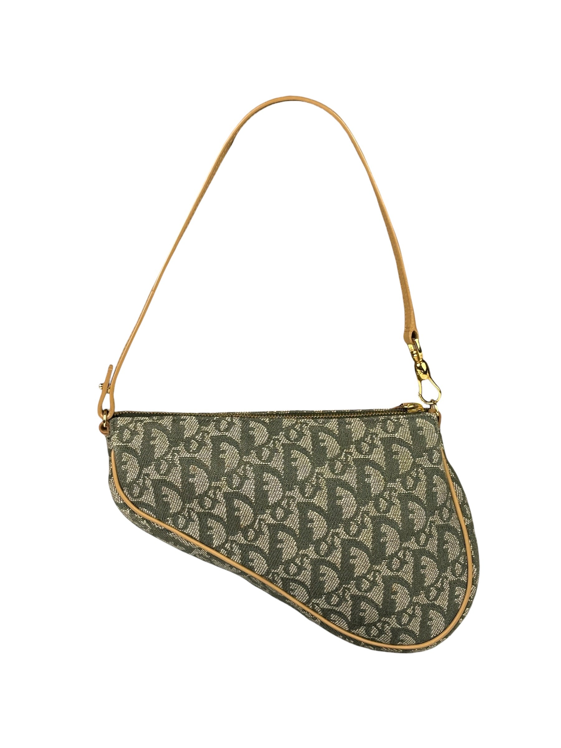 Christian Dior Vintage Green Trotter Saddle Pochette