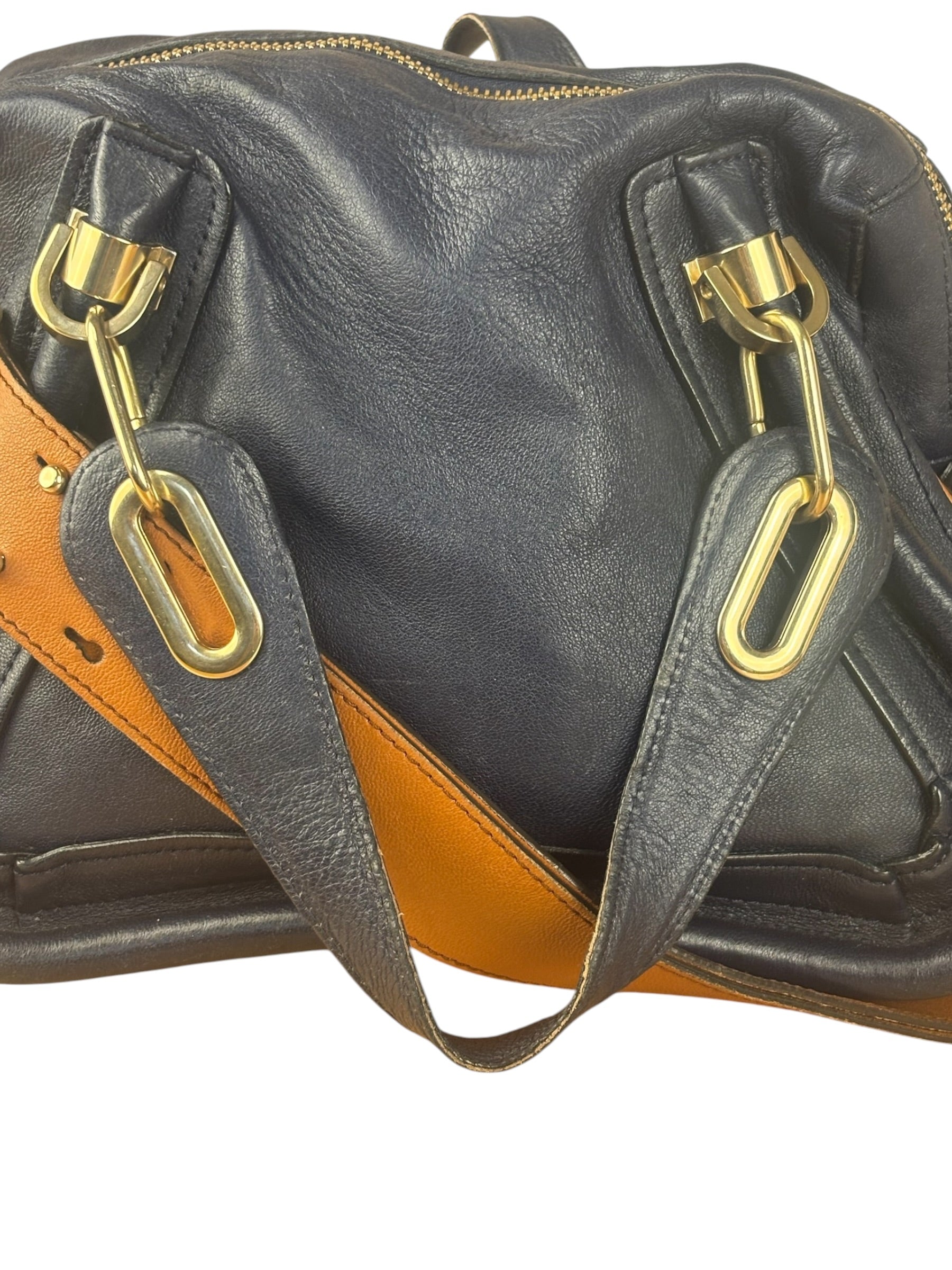 Chloe Night Blue Leather Medium Paraty Military Hand/Shoulder Bag