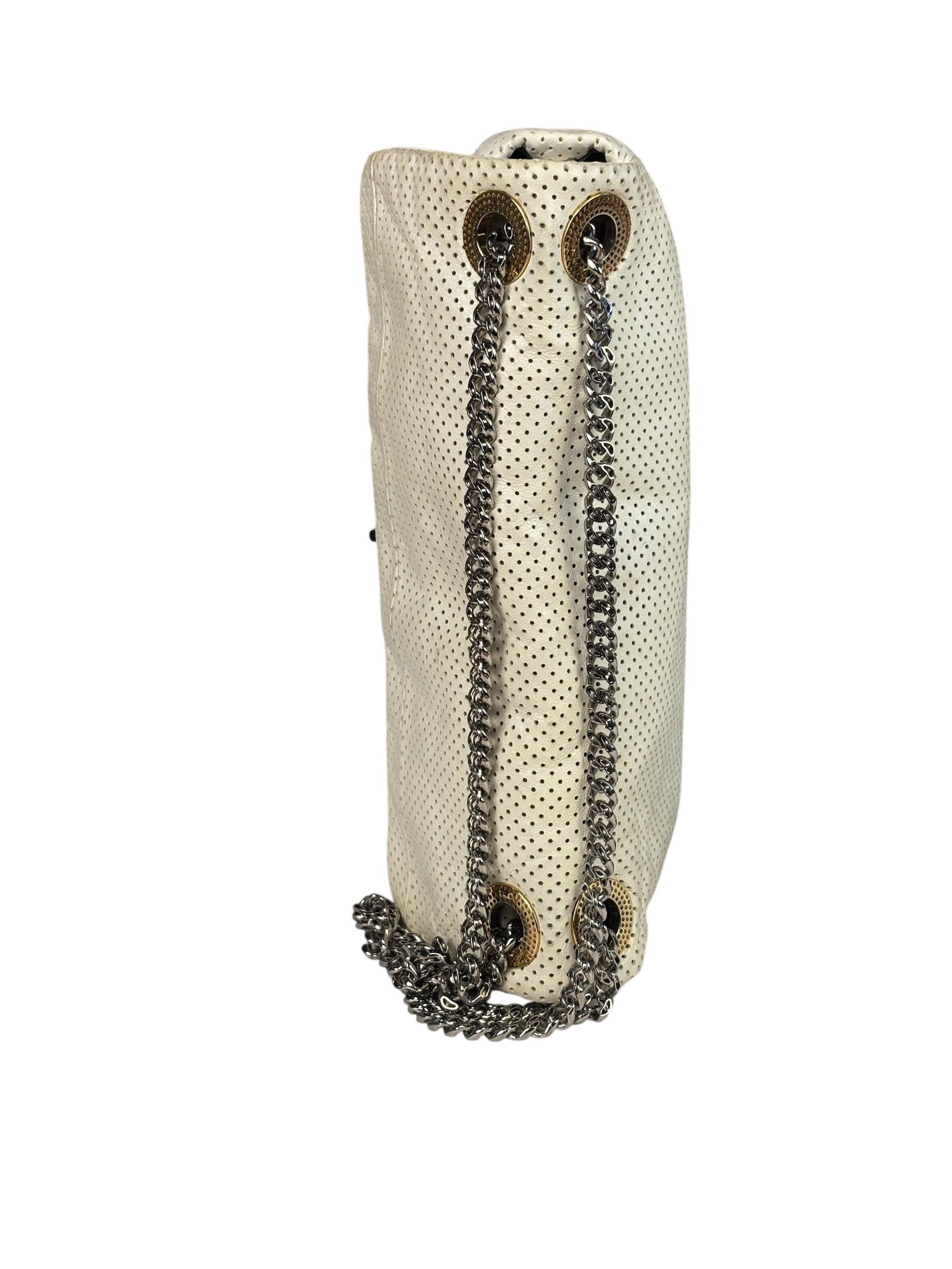 Chanel Ivory Perforated Drill Two-Tone Mademoiselle Flap Bag 2006