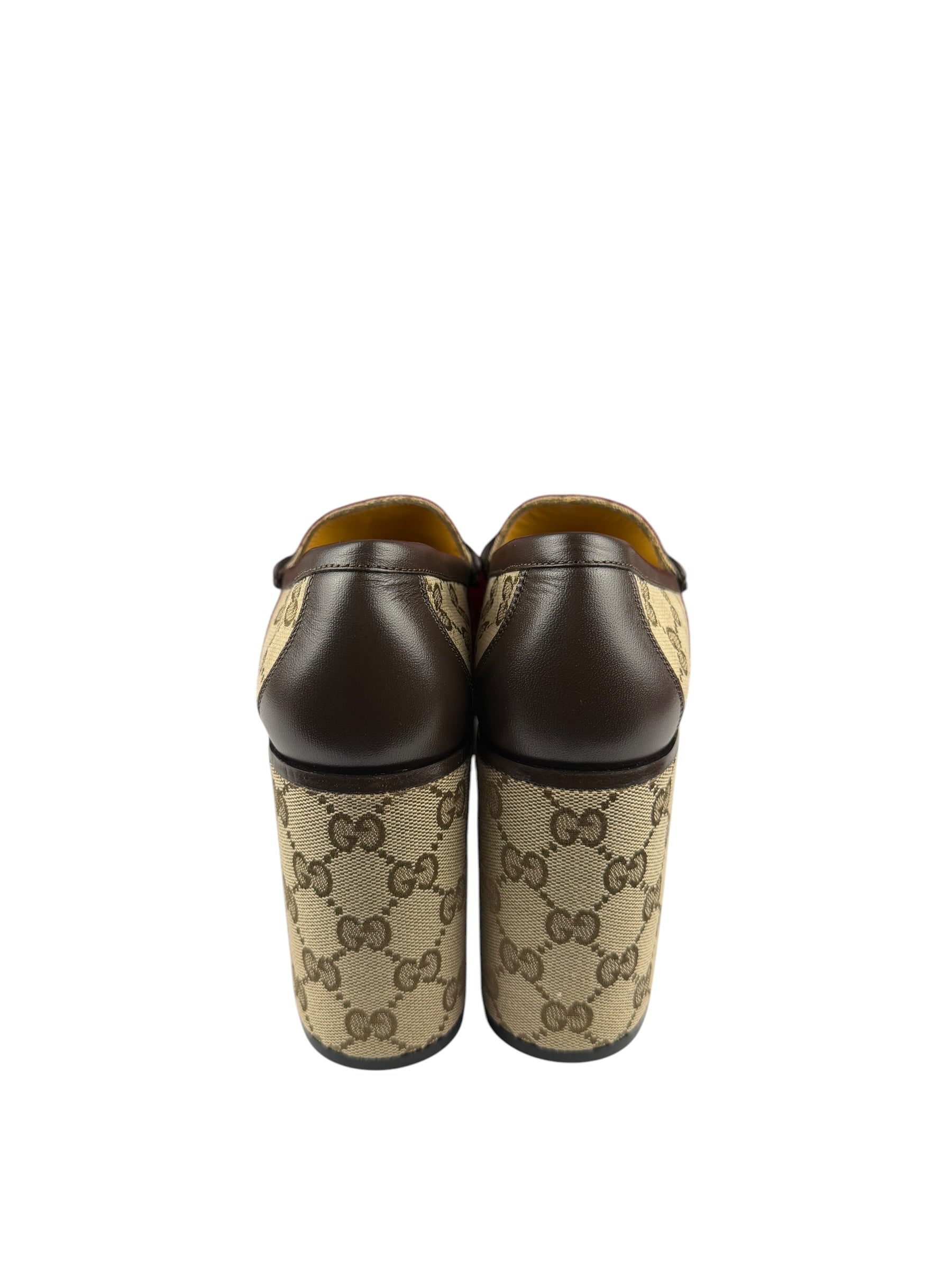 Gucci Horsebit GG Canvas Platform Loafers