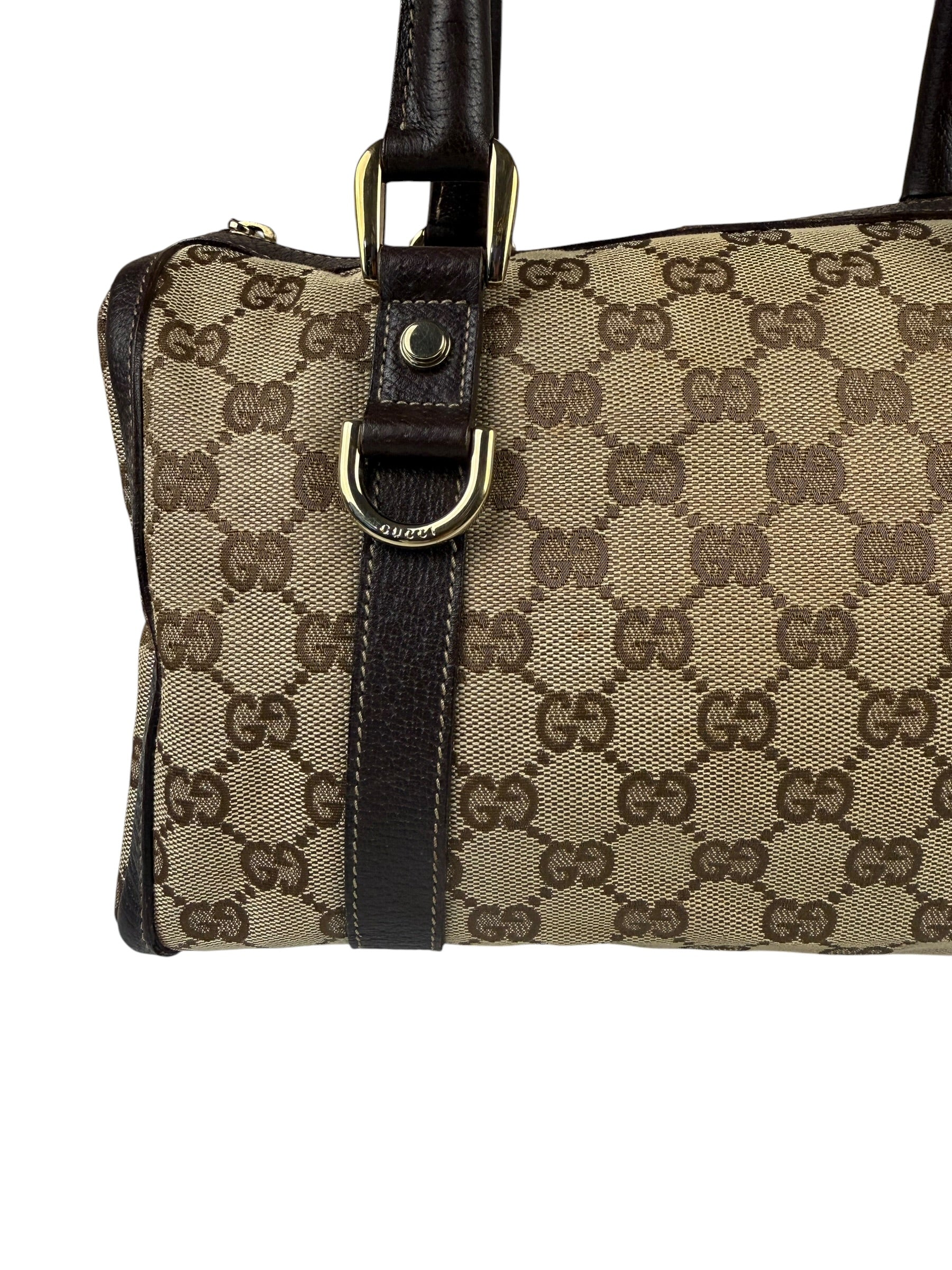 Gucci GG Canvas Top Handle Mini Boston Handbag