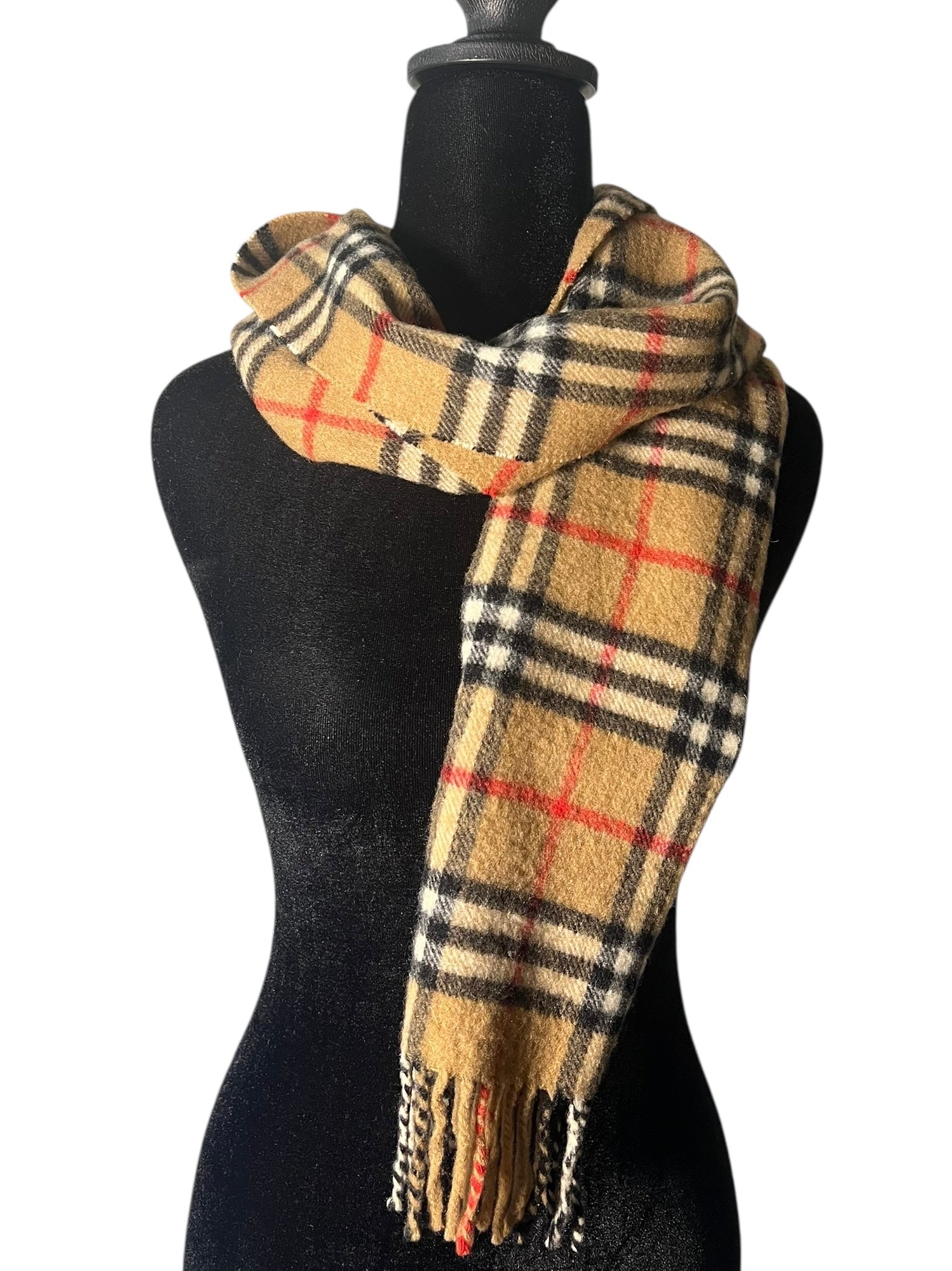 Burberry Brown Check Cashmere Scarf