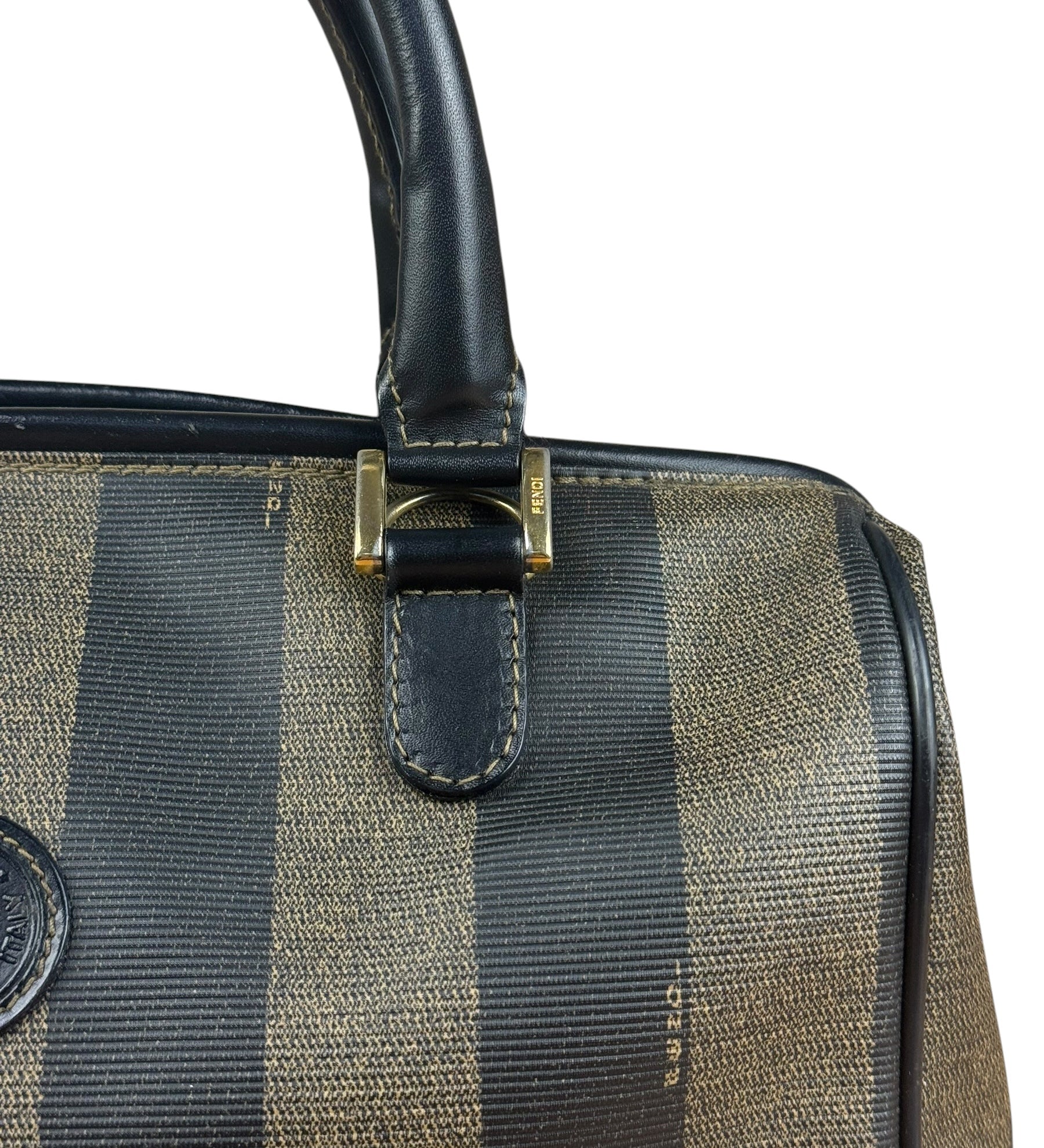 Fendi Vintage Pequin Stripped Mini Boston Bag