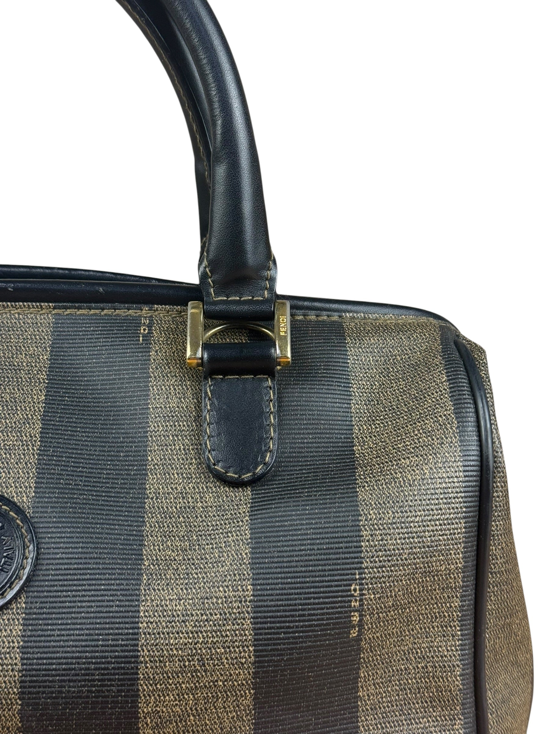 Fendi Vintage Pequin Stripped Mini Boston Bag