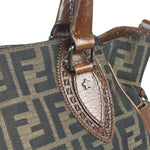 Fendi Vintage Leather Trim Zucca Etnico/Du Jour Tote Bga