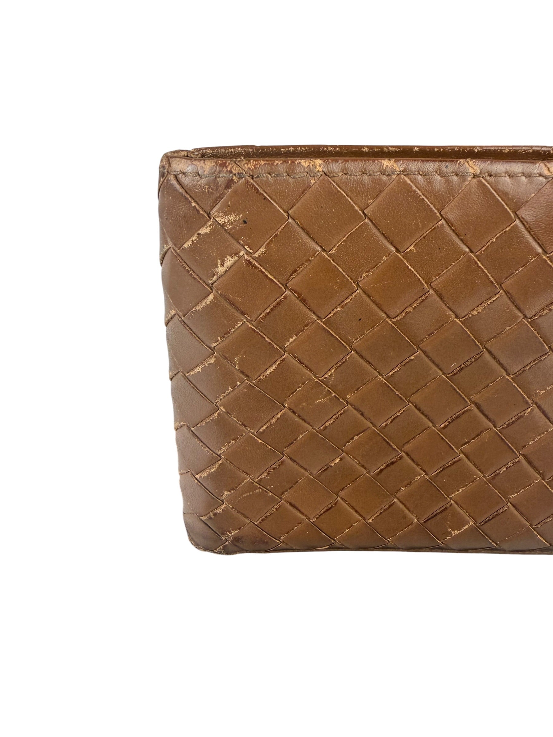 Bottega Veneta Brown Intercciato Bifold Wallet