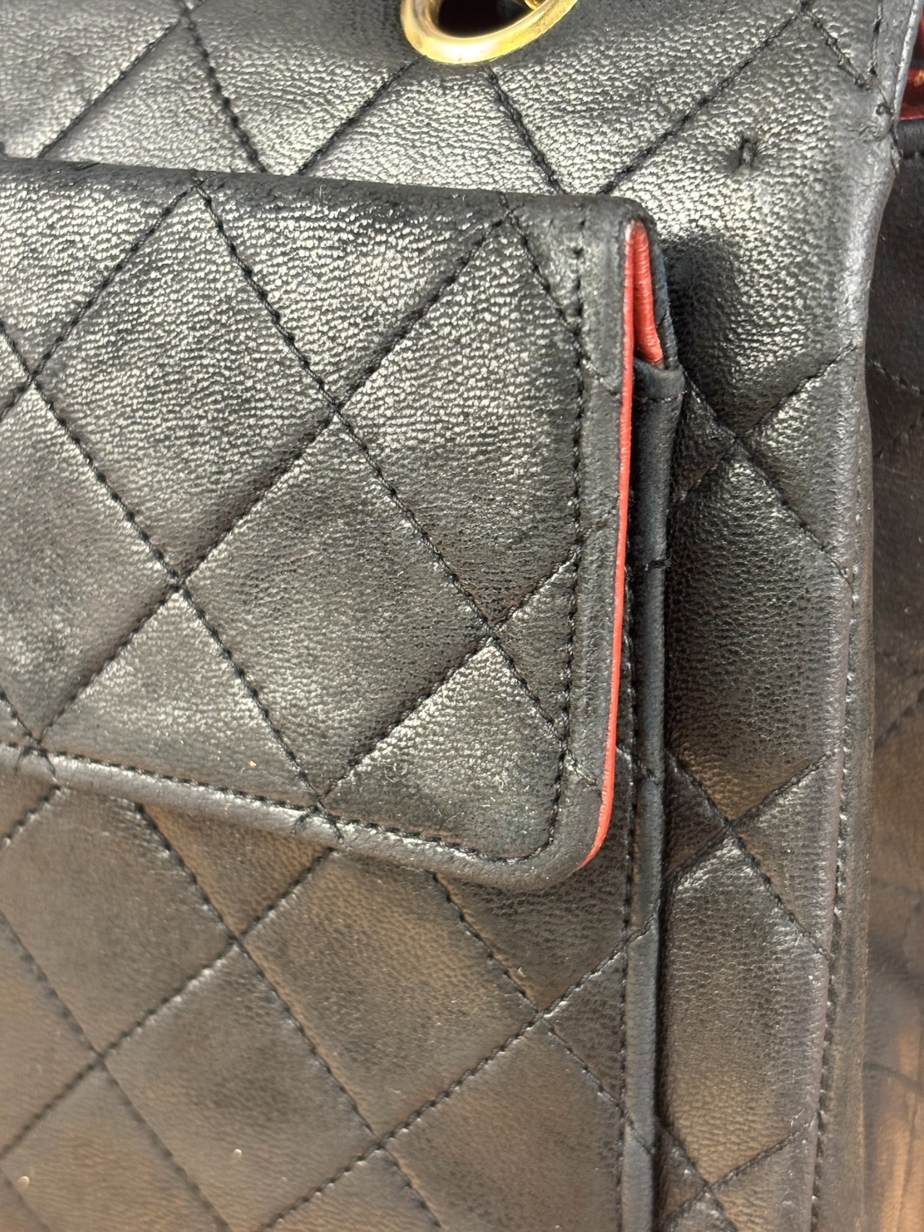 Chanel Black Quilted Leather Full Flap Chain Bag 1986