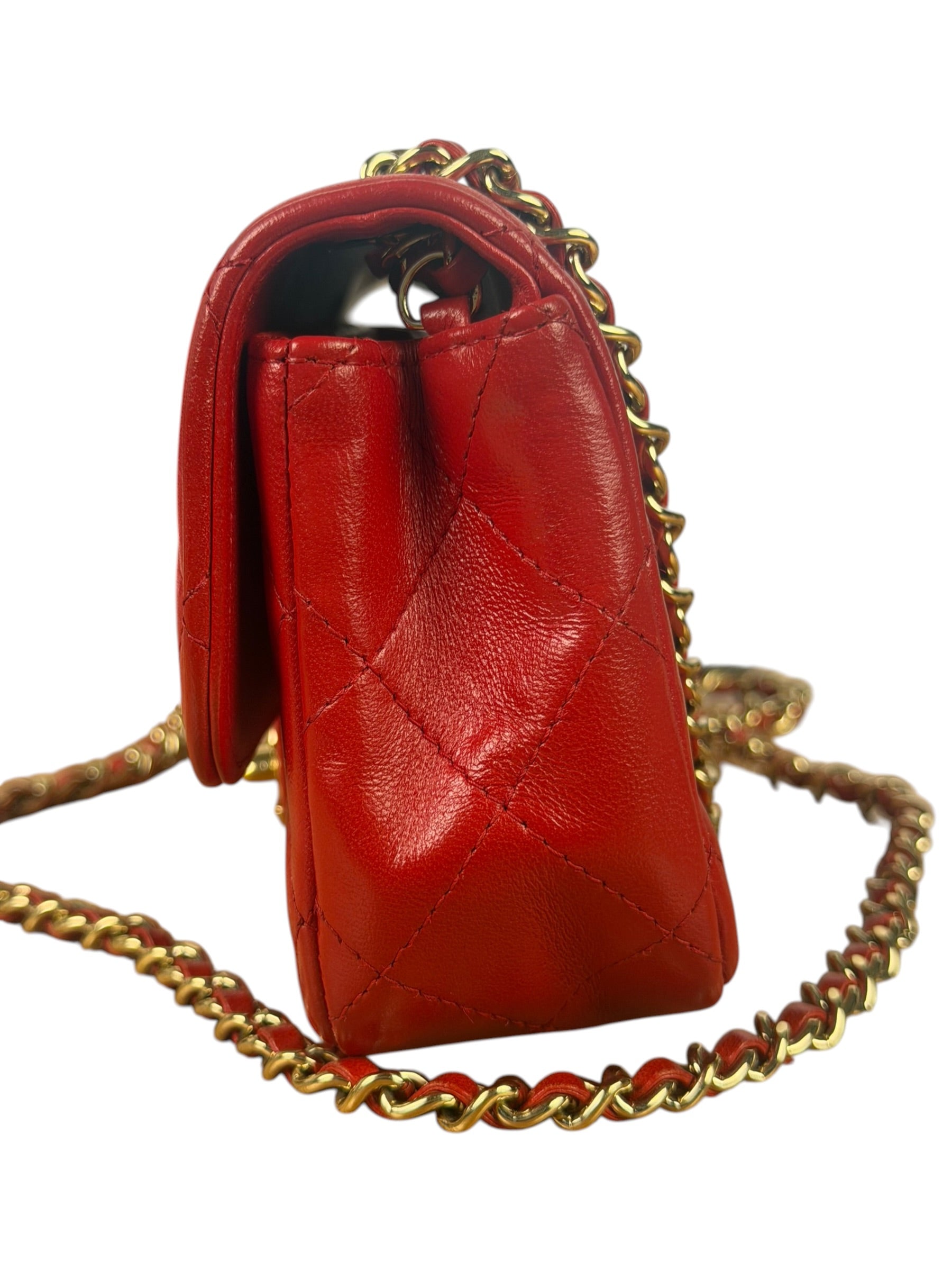 Chanel Red Lambskin Timeless Small Shoulder Bag 2017