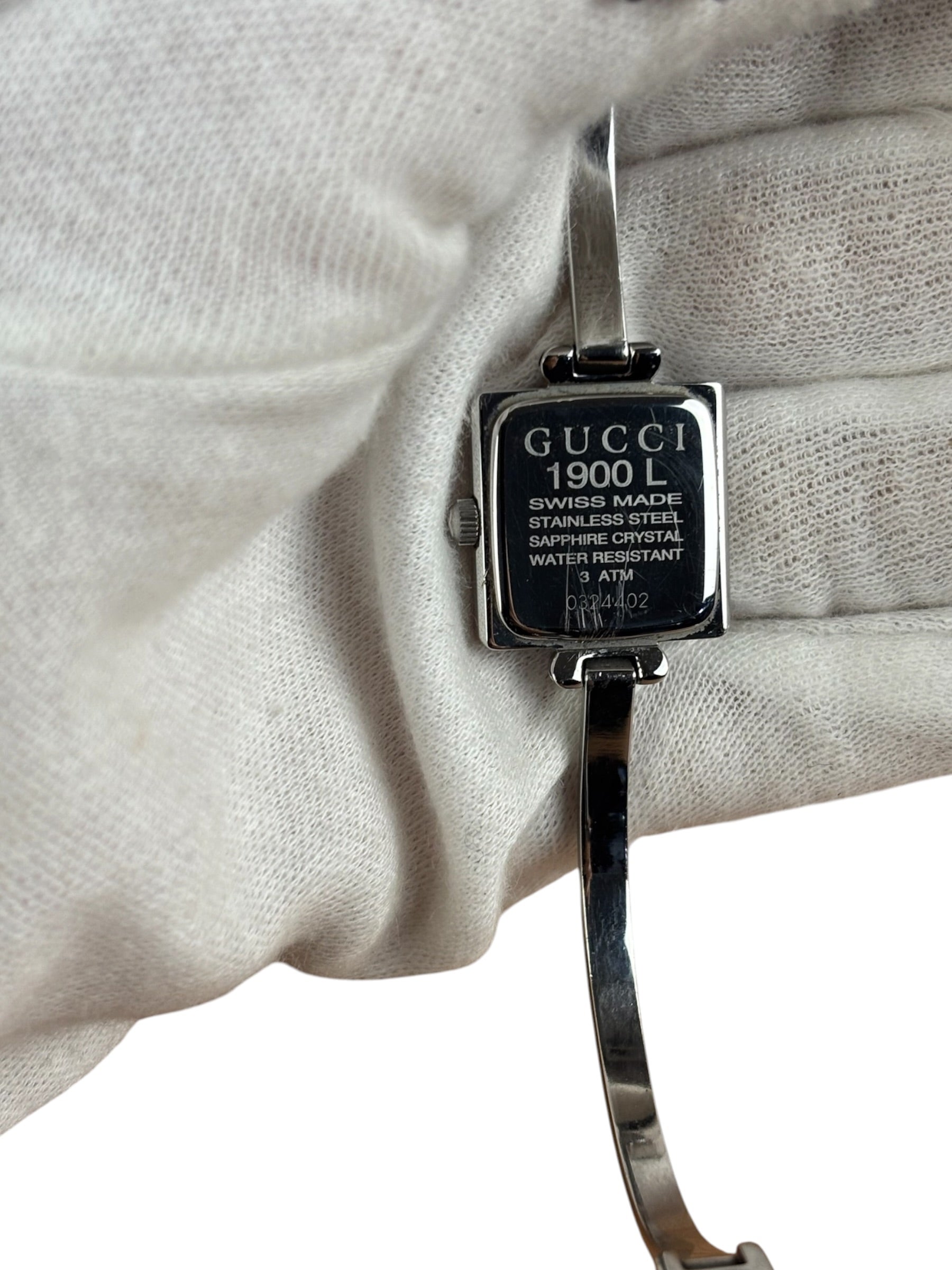 Gucci Vintage Ice Blue Dial Square Bangle Watch