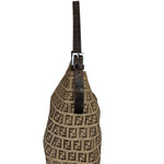 Fendi Brown Leather Trim Zucca Mamma Baguette