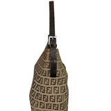 Fendi Brown Leather Trim Zucca Mamma Baguette