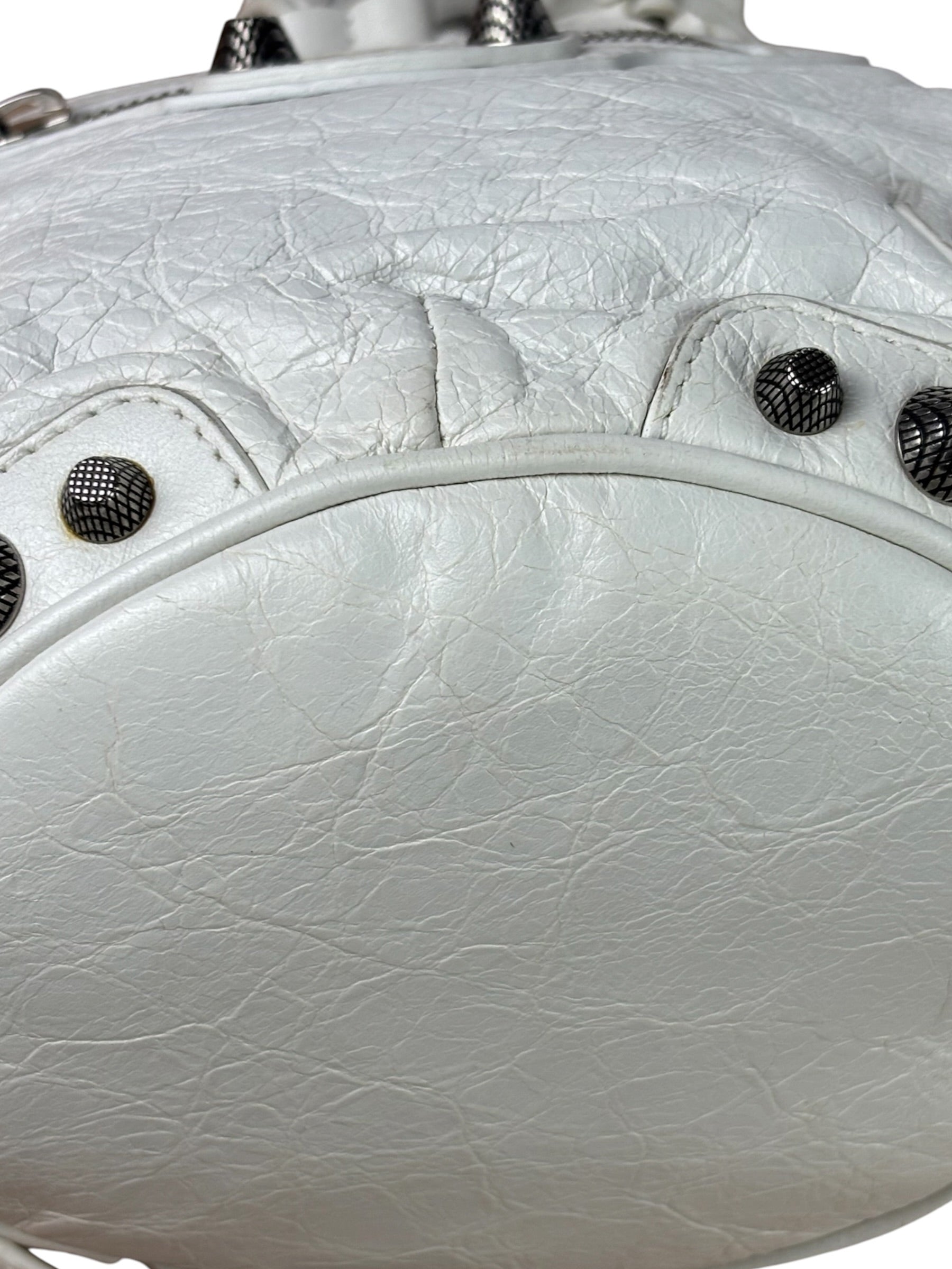 Balenciaga White Leather Le Cagole Bucket Shoulder Bag