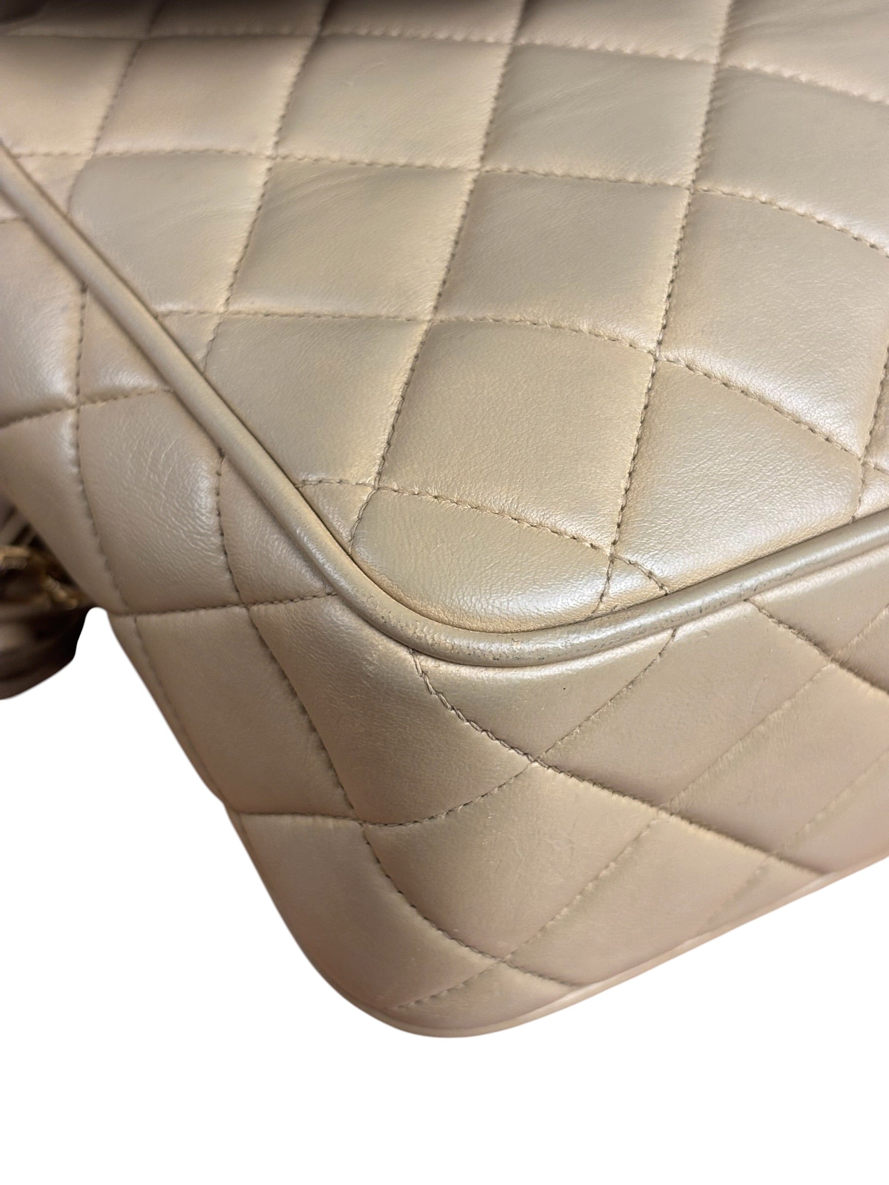 Chanel Tan Brown Quilted Leather Flap Chain Camera Bag