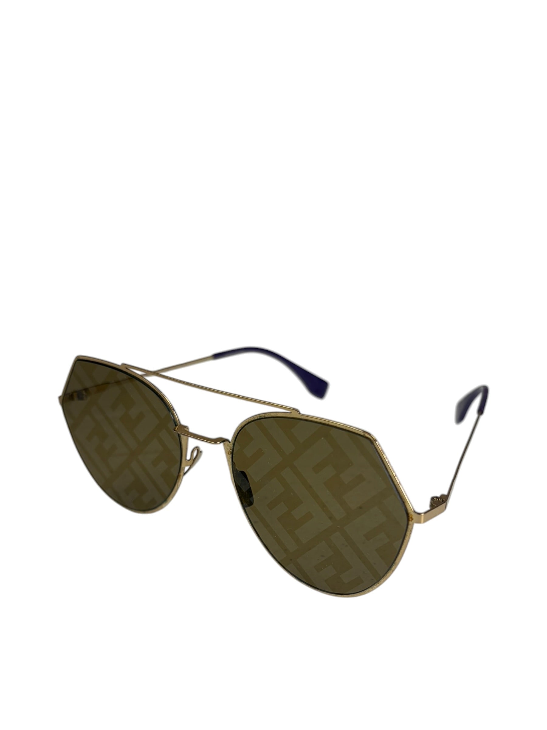 Fendi Gold-Toned Eyeline Aviator Sunglasses FF0494/S