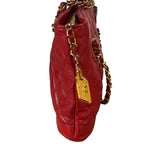 Chanel Vintage Red Quilted Lambskin Shoulder Bag 1989