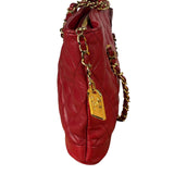 Chanel Vintage Red Quilted Lambskin Shoulder Bag 1989