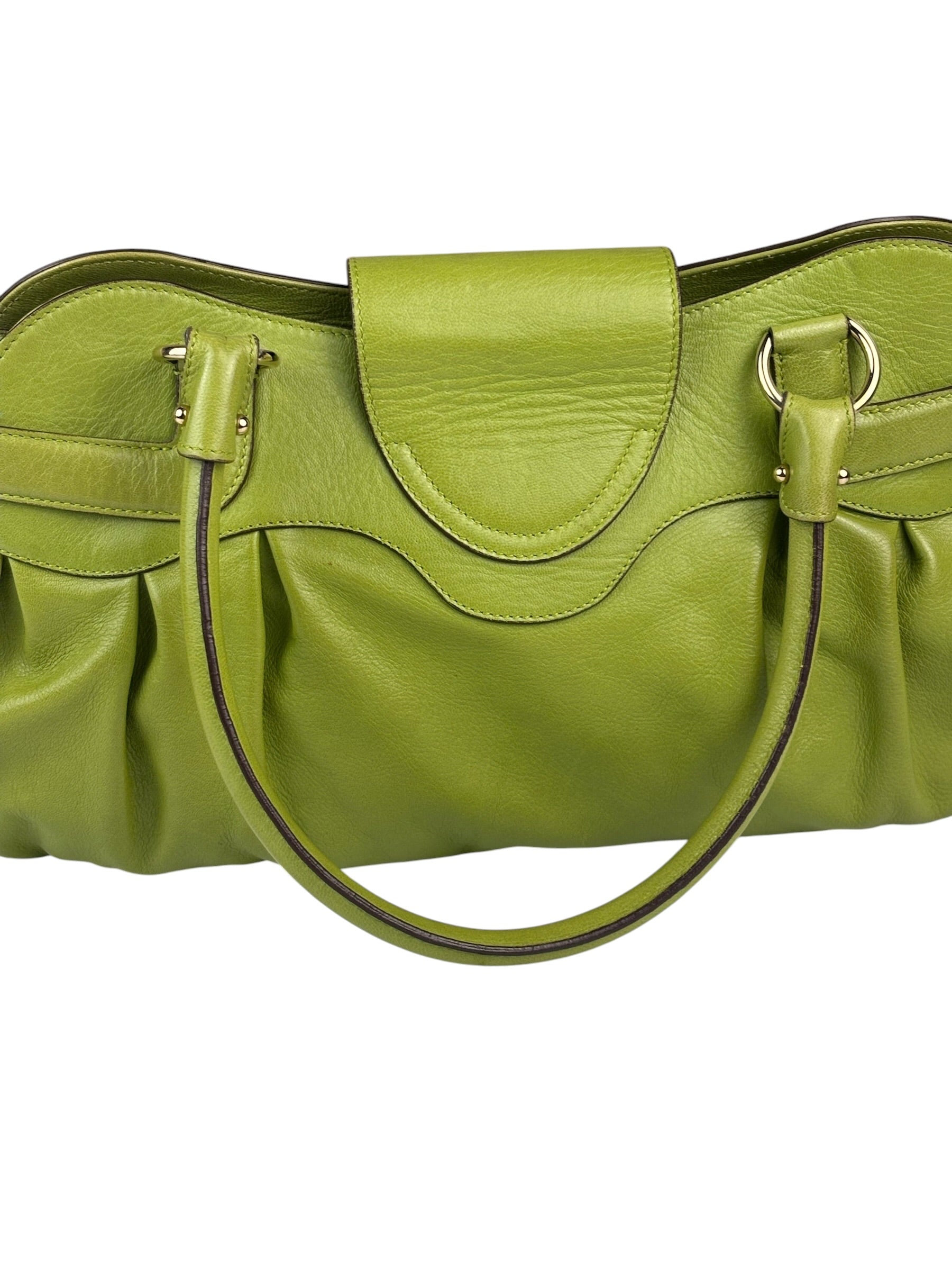 Salvatore Ferragamo Green Leather Marisa Shoulder Bag