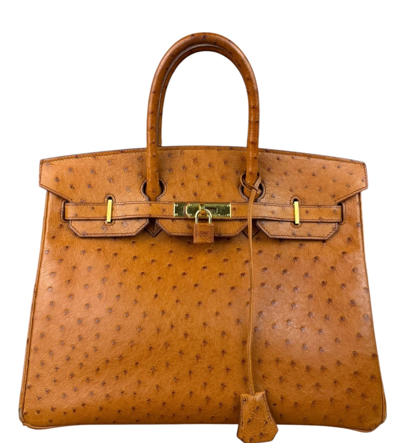 Hermes Birkin 35 Ostrich Leather Handbag Gold Hardware