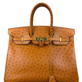 Hermes Birkin 35 Ostrich Leather Handbag Gold Hardware