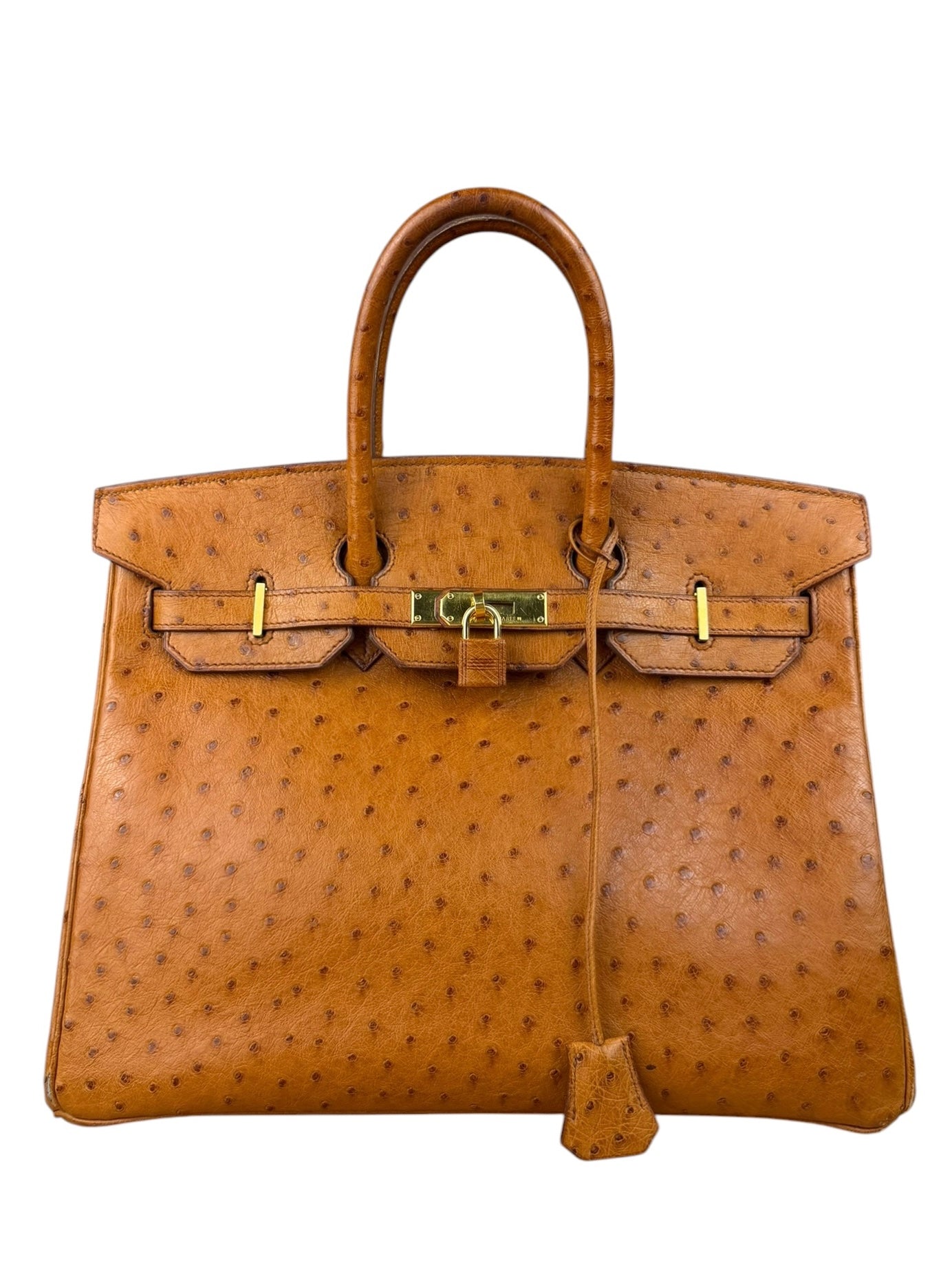 Hermes Birkin 35 Ostrich Leather Handbag Gold Hardware