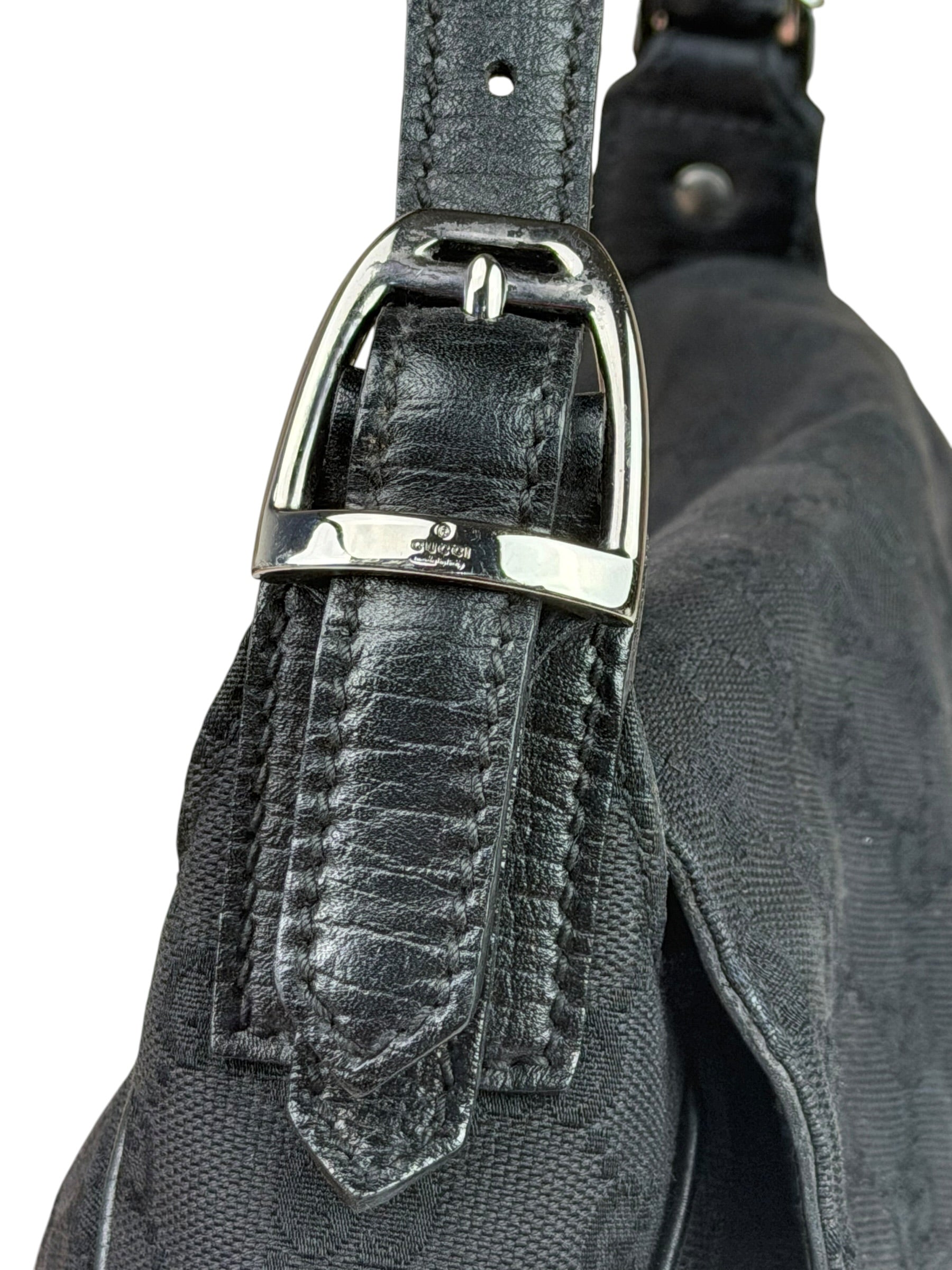Gucci GG Vintage Black Horsebit Flap Shoulder Bag