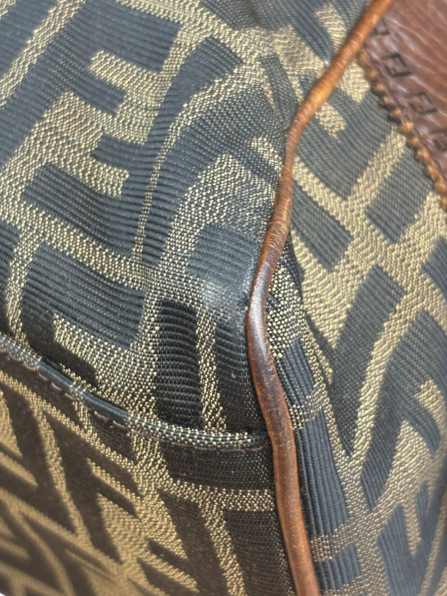 Fendi Vintage Leather Trim Zucca Etnico/Du Jour Tote Bga