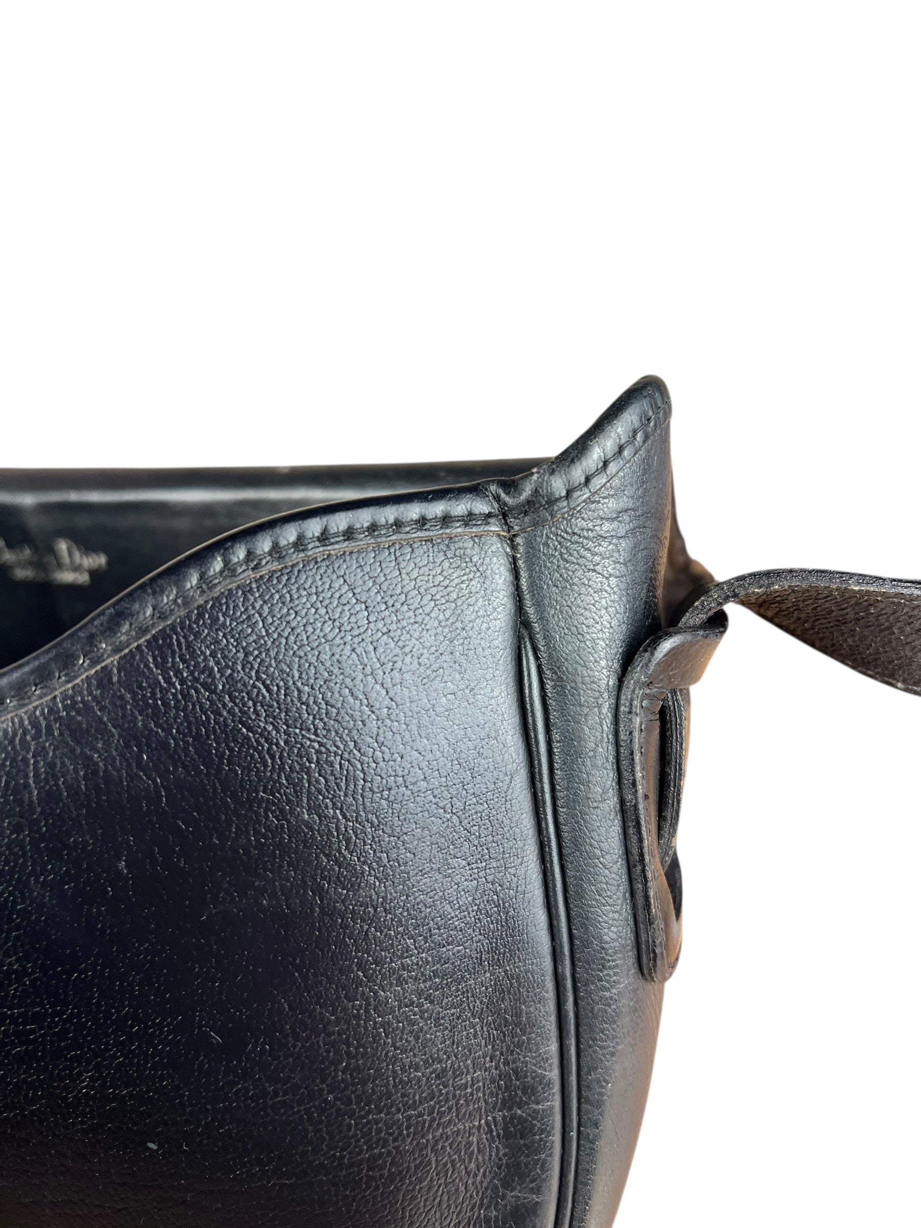 Dior Black Leather Vintage Flap Shoulder Bag