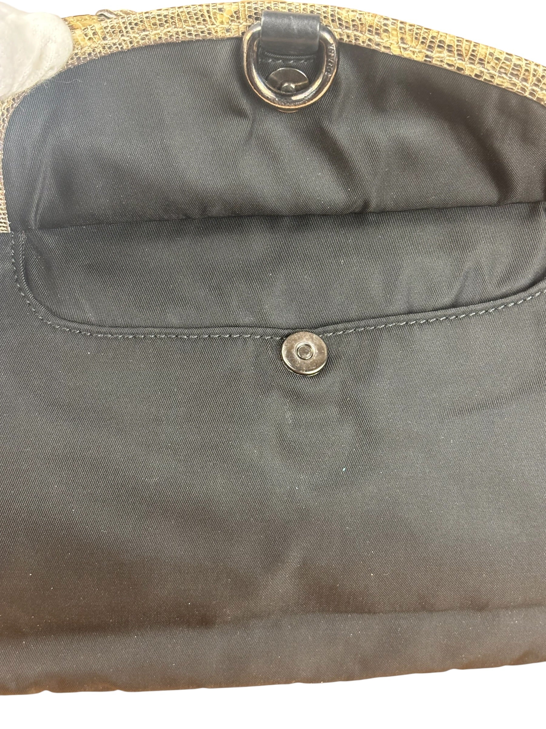 Prada Vintage Tessuto Lucertola Black Lizard Shoulder Bag